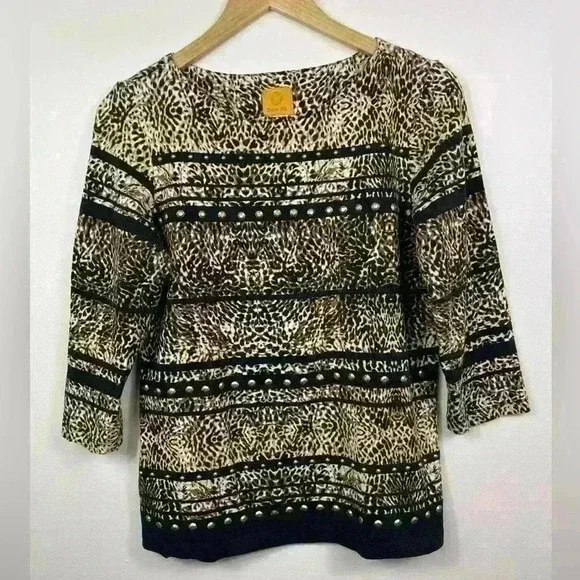 Ruby Rd Womens Animal Print Top Tunic Blouse Shirt Tee Size Medium - Picture 1 of 5